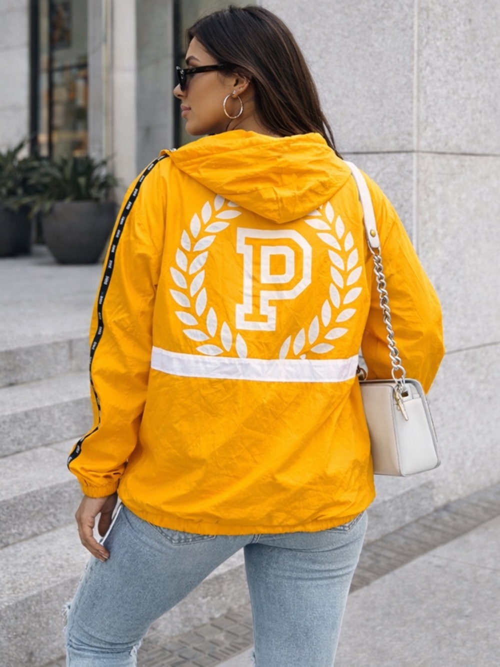 PINK Victoria’s Secret Yellow Anorak Windbreaker Pullover XS S - Picture 2 of 7